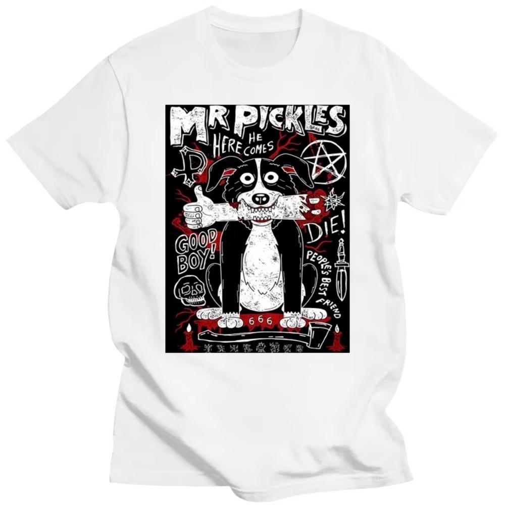 Mr Pickles T Shirt Men Cotton Collie Dog T-shirt O-neck Funny Tshirt Adult Adultswim Mature Dog Evil Satan Tee Streetwear