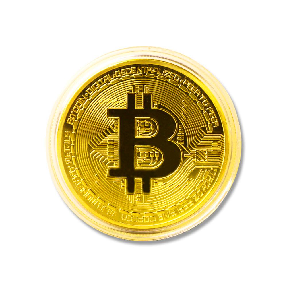 3D Монета-коллекционер BTC с золотым покрытием - Блокчейн-артефакт с NFT-верификацией, PoS Крипто-дисплей Холодный кошелек, Ограниченный Крипто-арт Подарок золотой