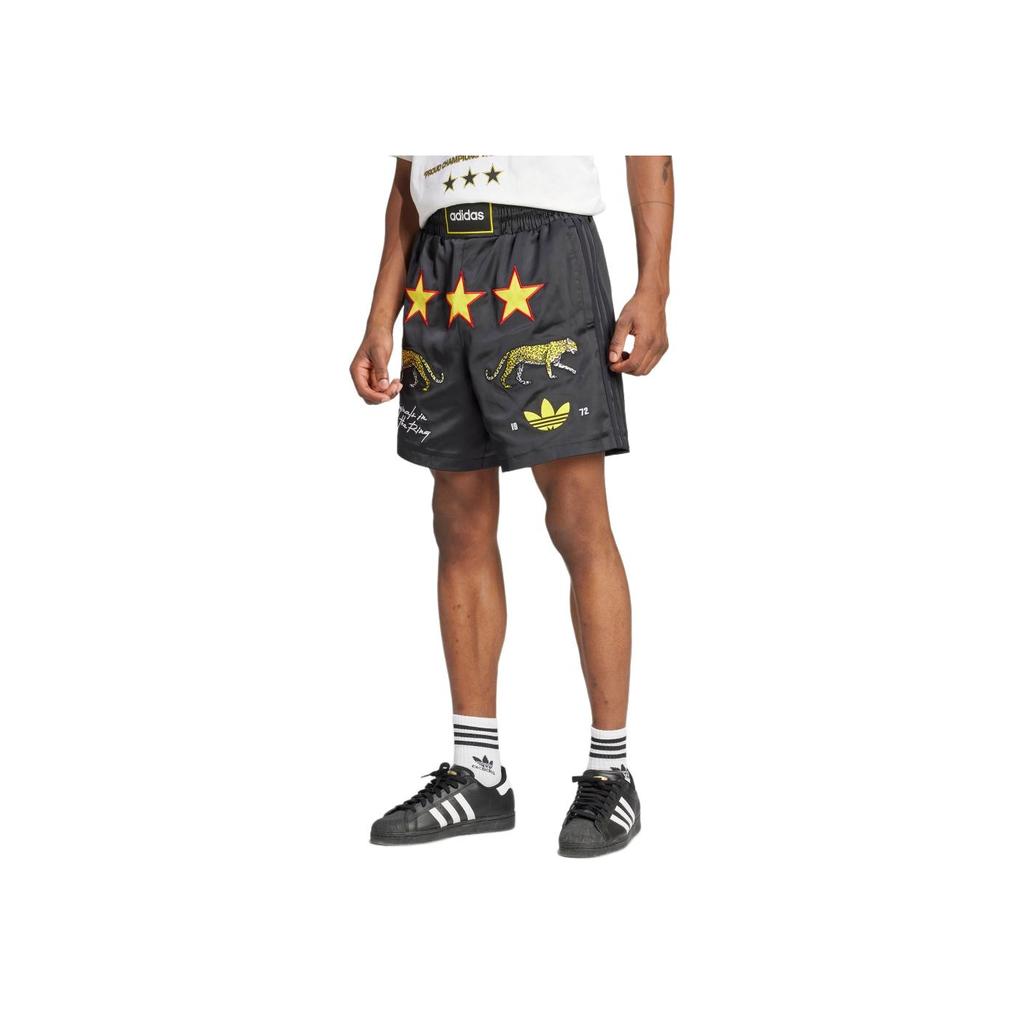 Adidas Originals Classic Sports Series Comfortable Striped Loose Fit Three-Quarter Casual Shorts Men Shorts Black KA4546