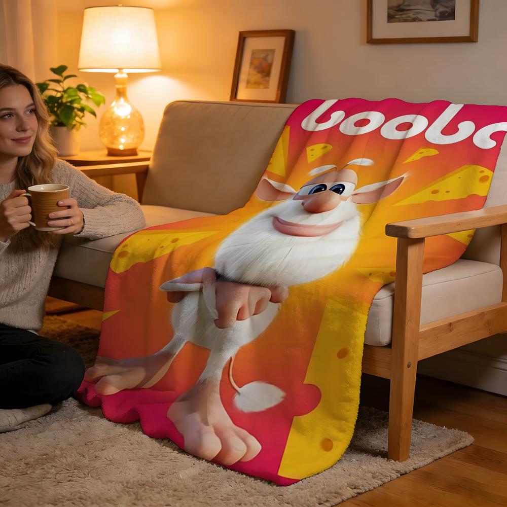 Schattige Booba Plaid Hoge Dichtheid Kort Pluche Deken Voor Bank Nap Airconditioning Kamer Zacht Huidvriendelijk Size: 75*100cm, Weight: 280 GSM orange