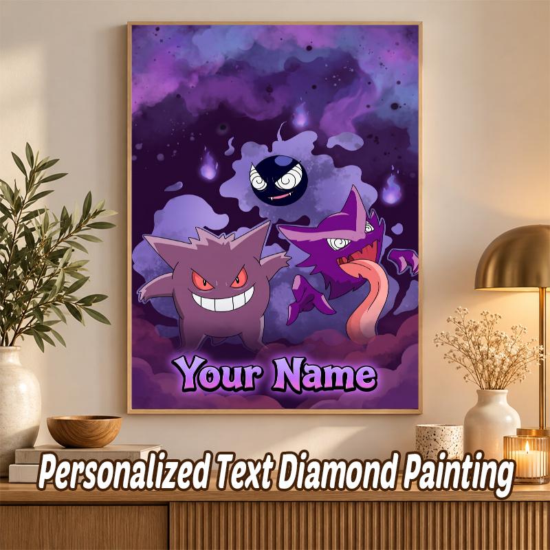Gengar Haunter Gastly Custom Name Diamond Painting Personalized 5D Full Drill DIY Diamond Art Home Decor