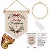 DIY Embroidery Kit Christmas Scene Triangle Wall Hanging Flag Beginner Printed Canvas Hoop Needle Thread Organizer Decor