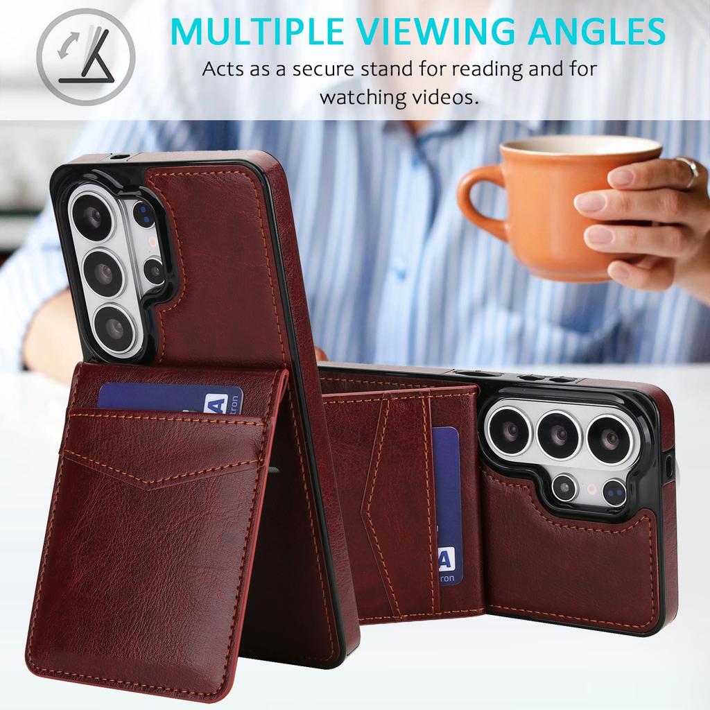 Leather Wallet Case for Samsung Galaxy S23 S24 S25 S26 Ultra Plus A57 A37 A56 A36 A26 A16 A55 Leather Card Holder Cover Stand