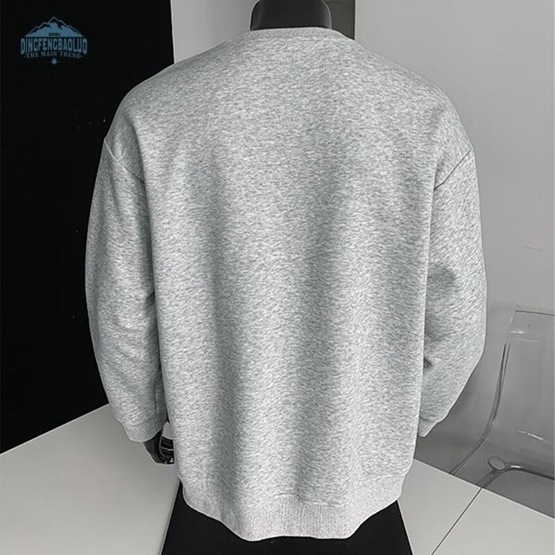 Dingfengbaoluo American Style Crewneck Sweatshirt Men Autumn Patchwork Deconstructed Solid Color Loose Casual Long Sleeve