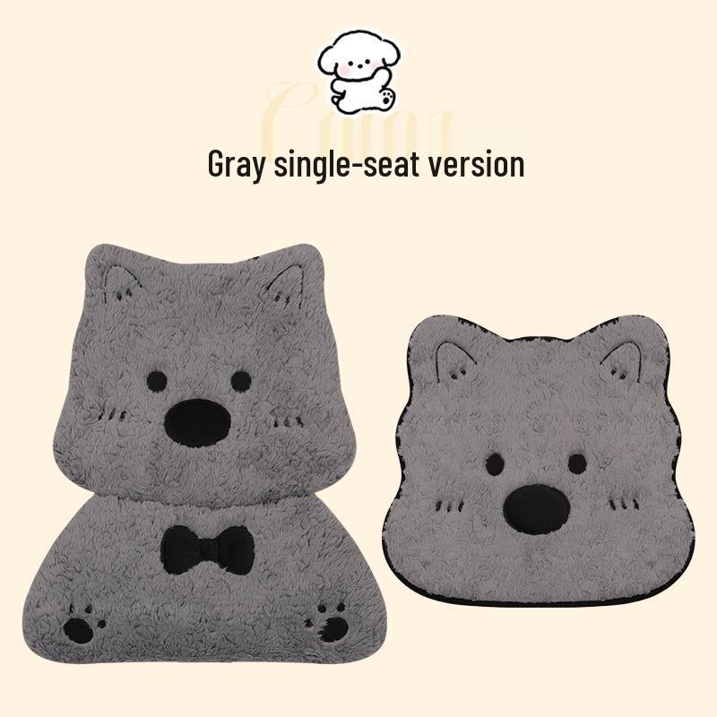 West Highland Cartoon Puppy Plush Car Seat Cushion - Winter Warmth Universal Cover