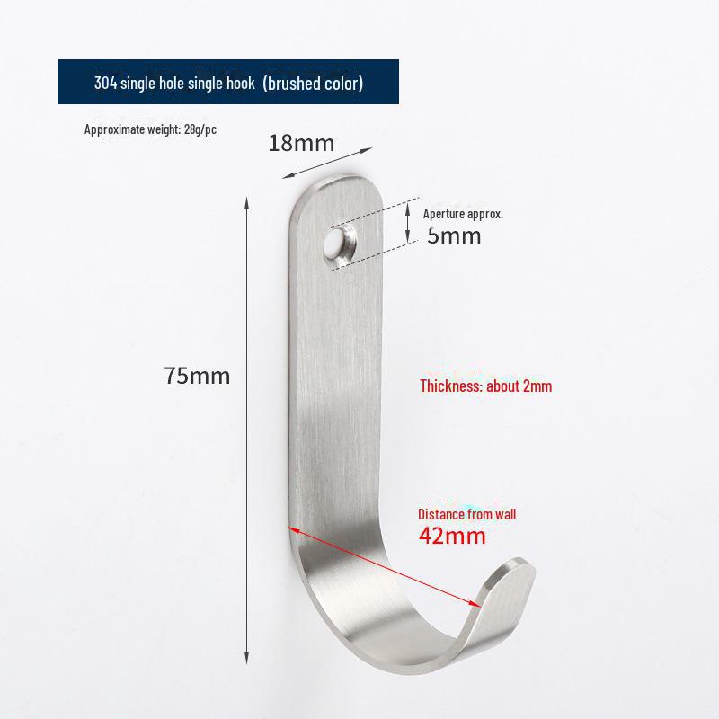 304 Stainless Steel Black Clothes Hook for Bathroom and Kitchen