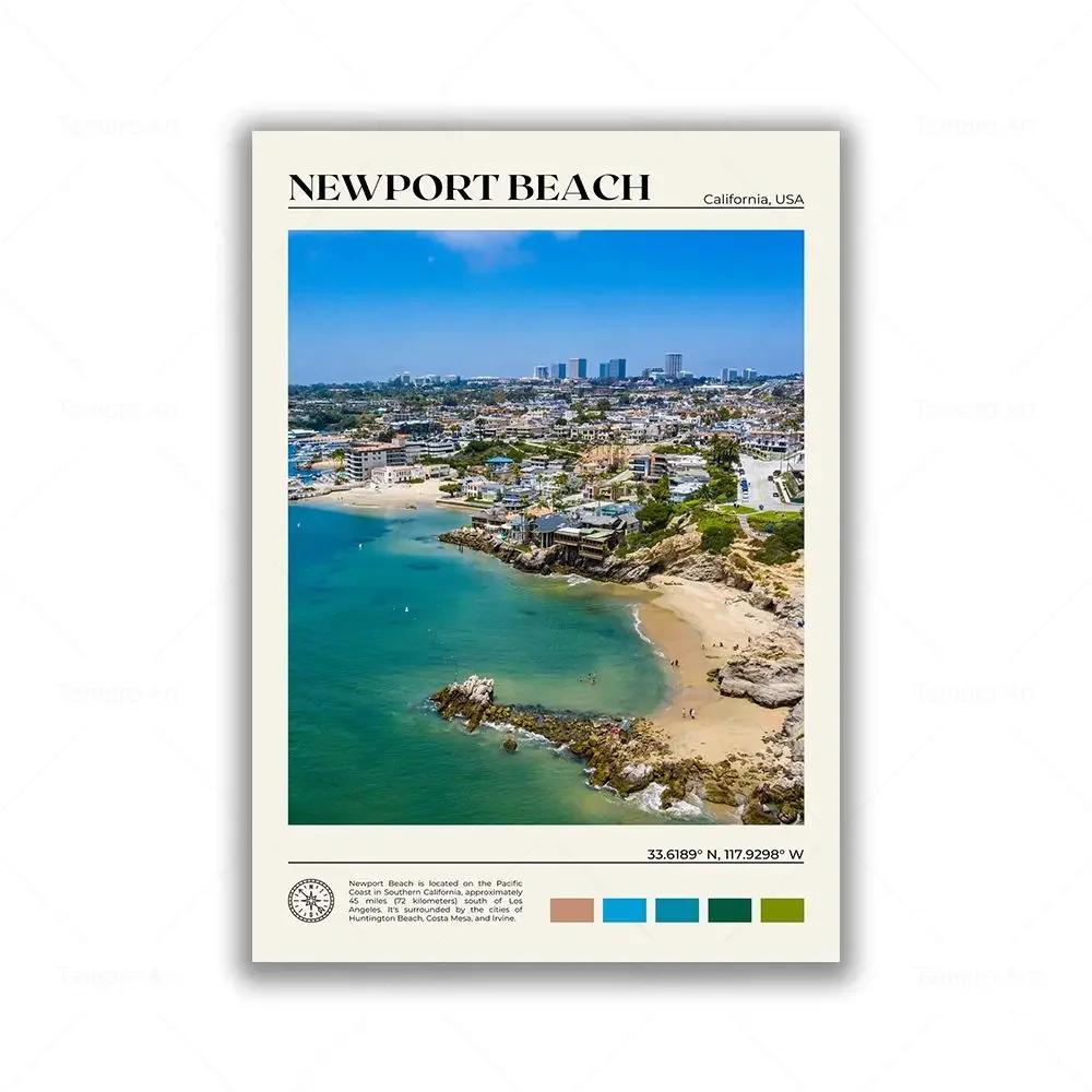 Modern Vintage Wall Art – Travel Scenery of Los Angeles and San Francisco HD Canvas Print Poster for Home and Living Room Decor