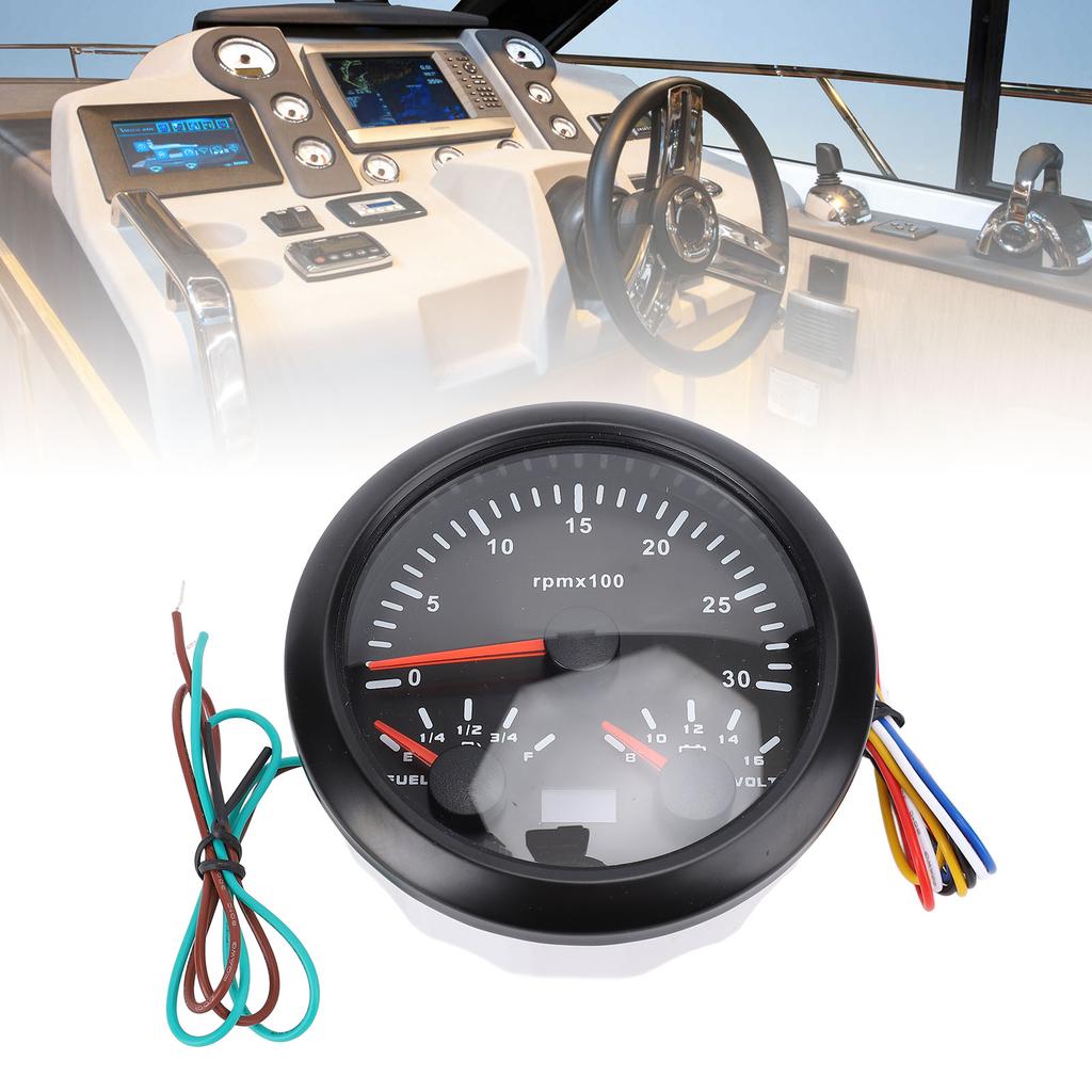 85mm 3 in 1 Speedometer 3000rpm Tachometer 8 to 16V Voltmeter 7 Colors Backlight E-1Celsius4-1Celsius2-3Celsius4-F Fuel   Gauge for RV Yacht Truck