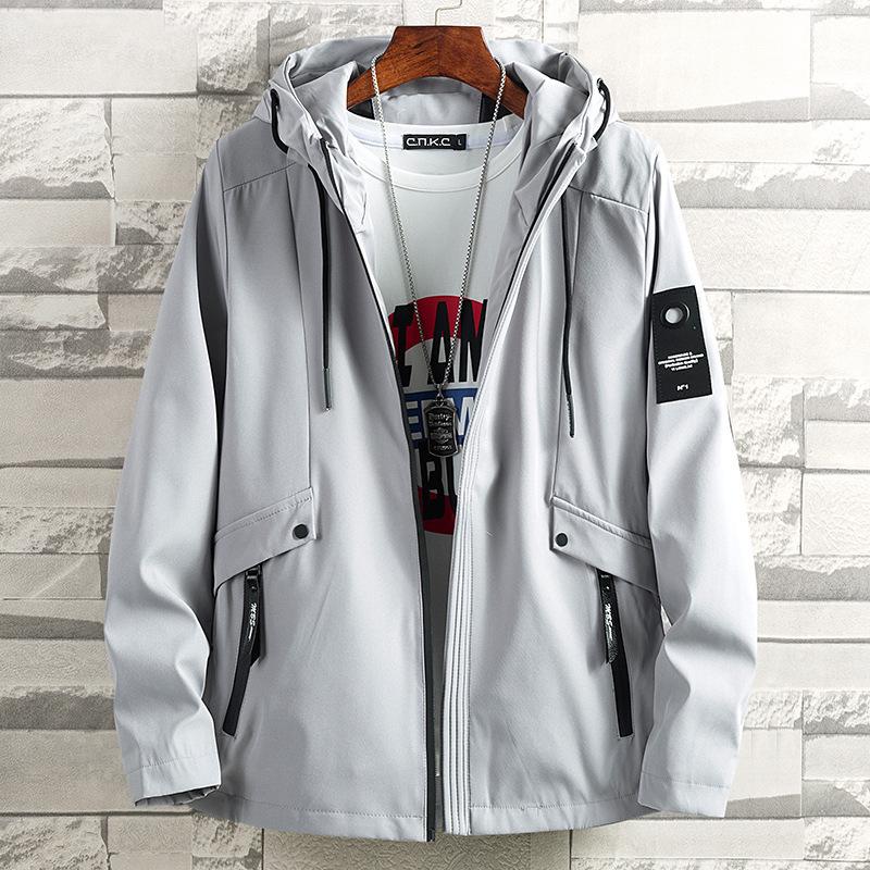 Men's 2022 Korean Style Casual Hooded Jacket - Spring/Autumn Youth Plus Size Trend