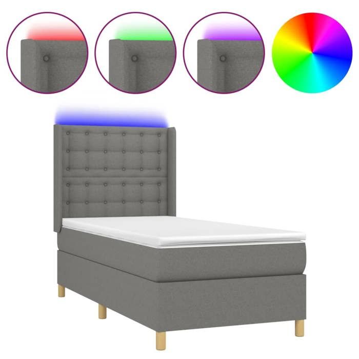 VidaXL Sommier à Lattes de Lit avec Matelas et LED, Lit Rembourré, Lit Simple, Lit Adulte de Chambre à Coucher Intérieur, 3139150