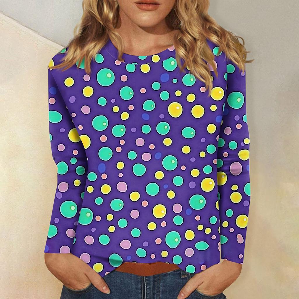 Long Sleeve Shirts For Women Cute Print Graphic Tees Blouses Dressy Casual Blouses Pleated Scooped Neck Tunic Tops Christmas