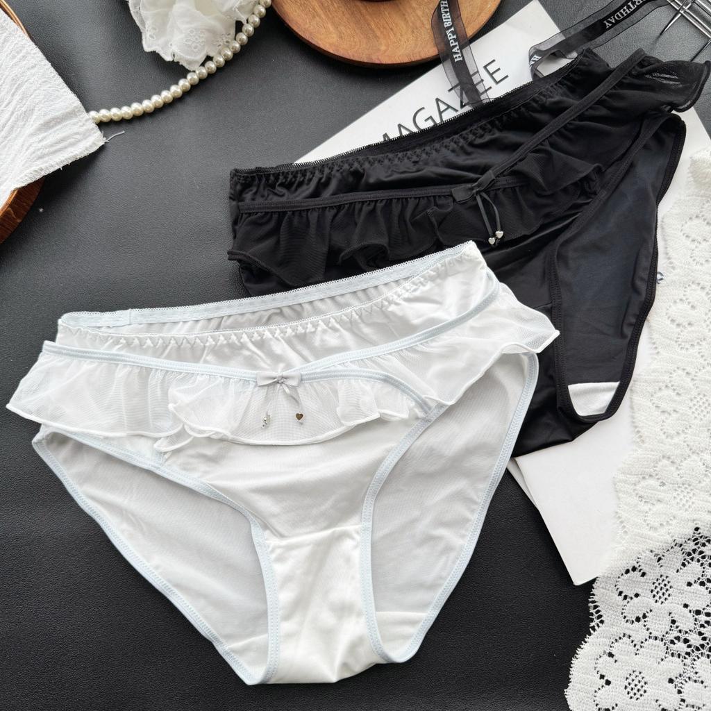 Girl Summer Pure To Sweet Sexy Lace Ice Silk Cotton Crotch Triangle Briefs