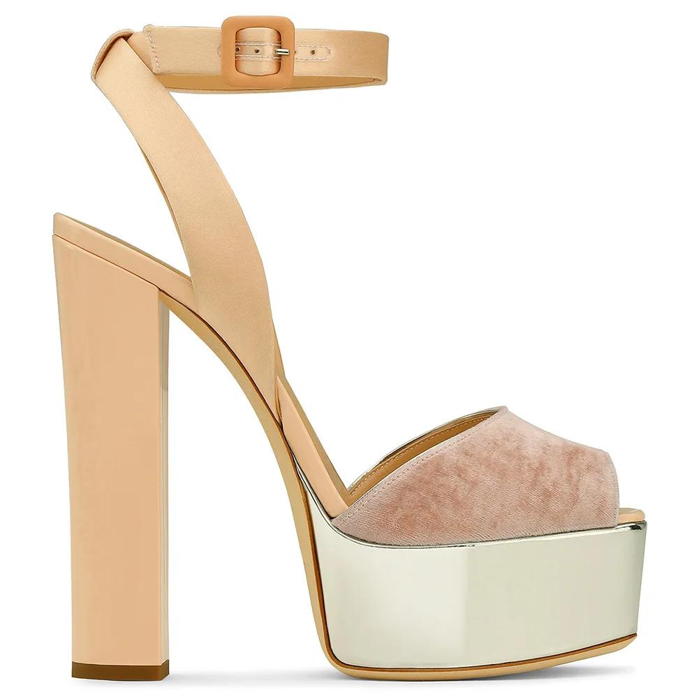 Fashion Peep Toe Platform Women Sandals Chunky Heel Patent Leather Large Size High Heels Summer Fashion Ankle Strap Shallow Sandals