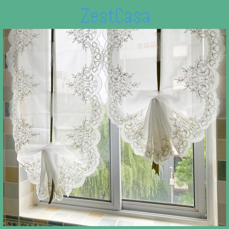 Floral Sector Roman Curtain Embroidery Pull Yarn Curtain Float Balloon Curtain Balcony Windows