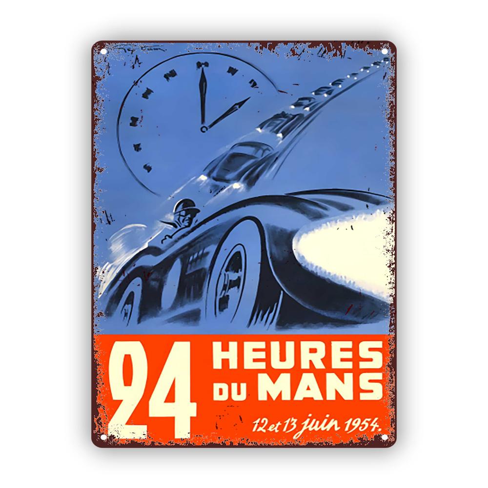 

Vintage 1954 Le Mans 24Hour Race Metal Sign Retro Wall Art for Kitchen Bar Time and Limits Theme Rustic Iron Decor 20x30cm（7.8x11.8inch）