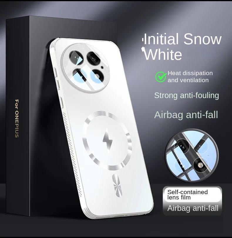 

Для OnePlus 13 Чехол Твердый Матовый Магнитная беспроводная зарядка Защита Объектива Задняя Крышка Чехол Для OnePlus13 12 One Plus 13 12 Корпус For OnePlus 12 серебряный