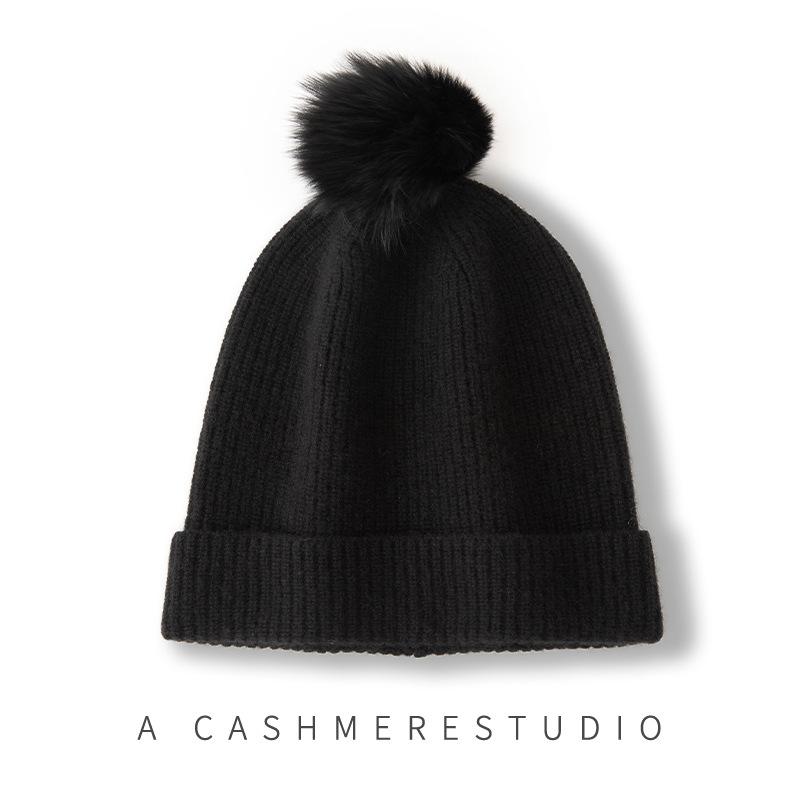 New Style Women's High End Solid Color Fur Ball Warm and Fashionable Knitted Cuffed Casual Toe Cap