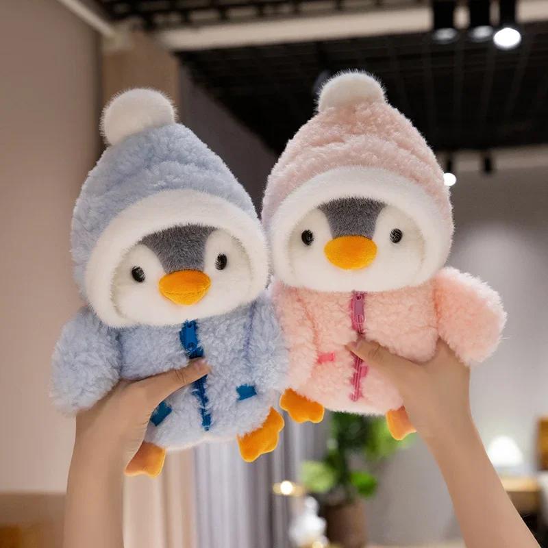New Cute Penguin Plush Toy Baby Comforting Sleep Doll Fluffy Penguin Wearing Clothes Hats Stuffed Animal Pillow Birthday Gifts