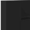 Storage Headboard with LED Lighting Black Engineered Wood