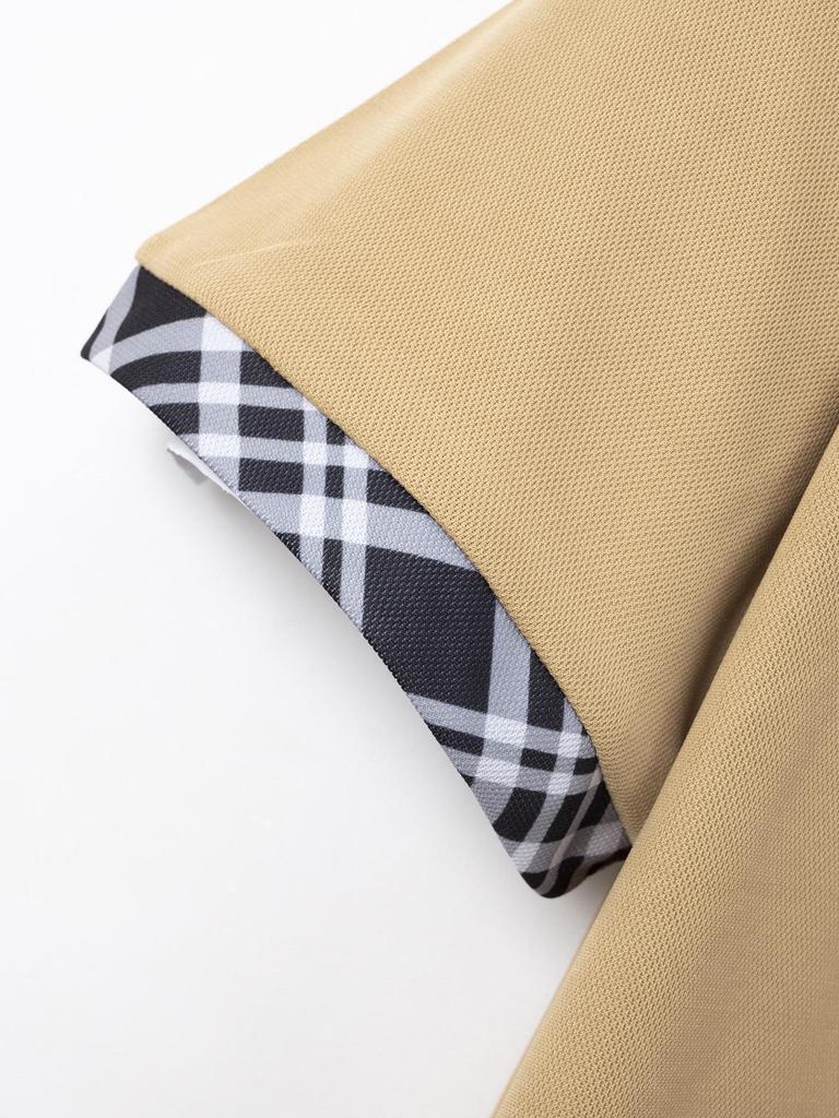 Men's Casual Color Block Polo Shirt with Chest Pocket & Turn-Down Collar