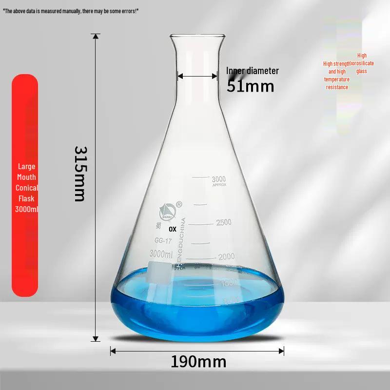 Pomex Shuniu Glass Erlenmeyer Flask: Conical, Straight/Wide/Flared Mouth, 100ml/250ml/500ml/1L Sizes.