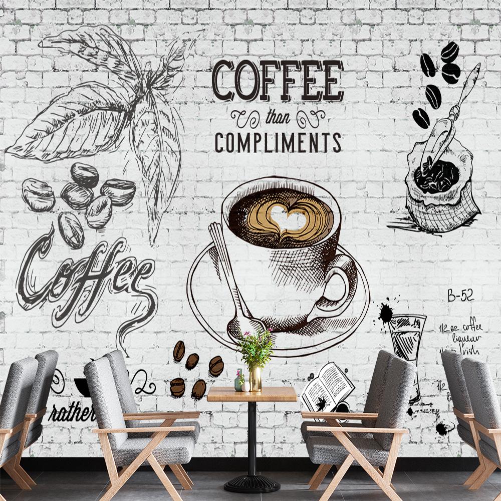 

3d Retro Coffee Wall Paper Restaurant Drink Cafe Wall Murals Removable Large Coffee Wallpaper 200 cm(W) x 140 cm(H)