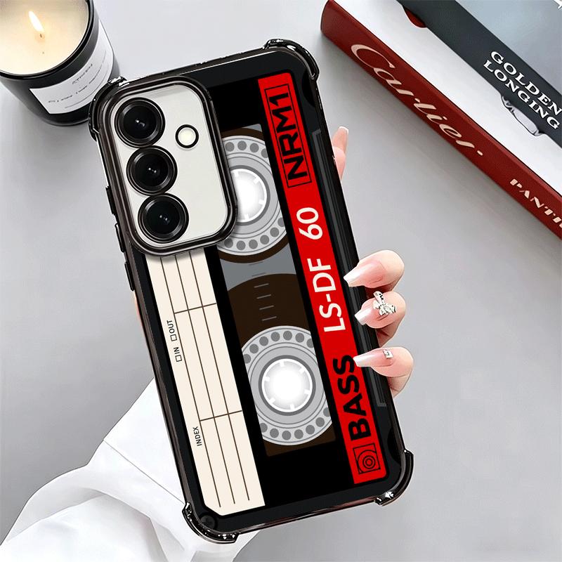 Vintage 90S Cassette Tape Pattern Plating Phone Case For Samsung A17 A07 A37 A57 A16 A56 A15 A55 A14 A54 A13 A53 A26 A36 A25 A35