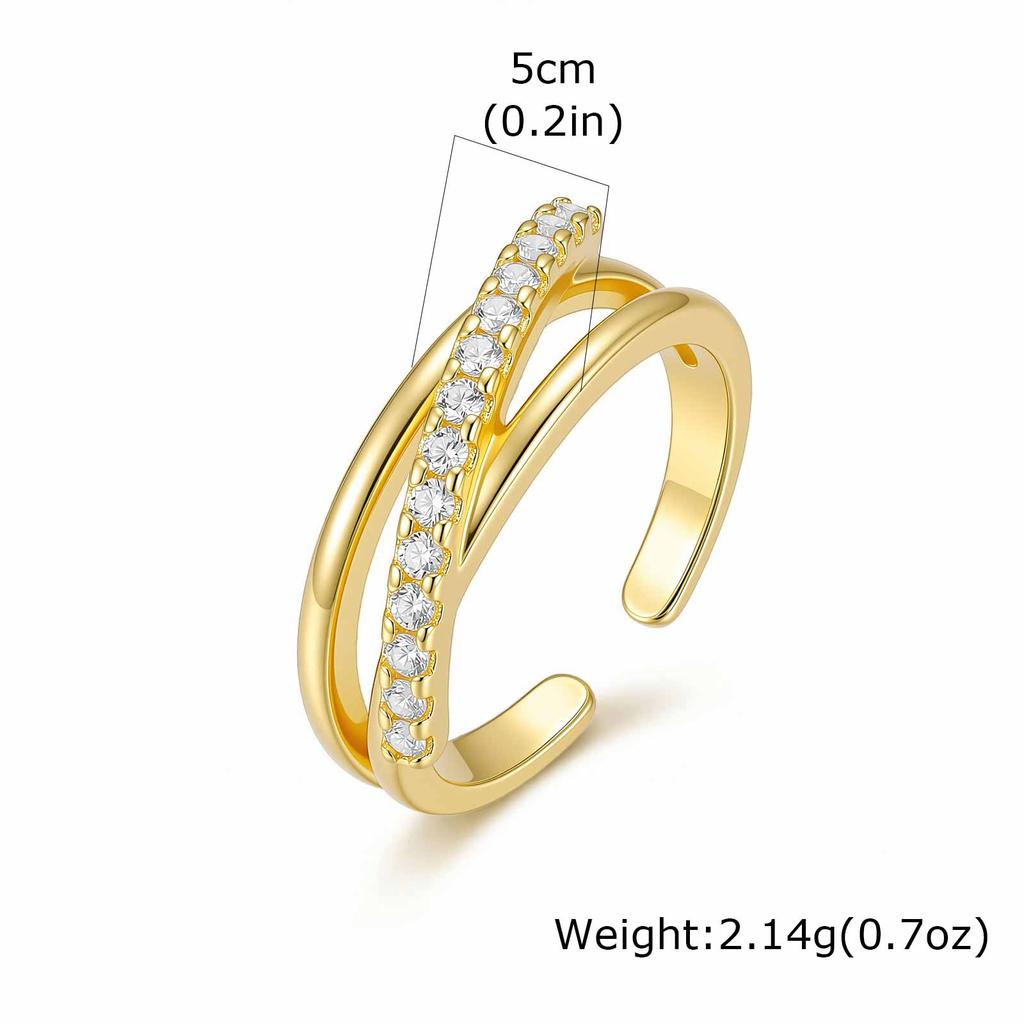 Stainless Steel Adjustable Ring for Women, 18K Gold Plated Emerald Zircon Open Cuff Band Waterproof Tarnish Free Jewelry