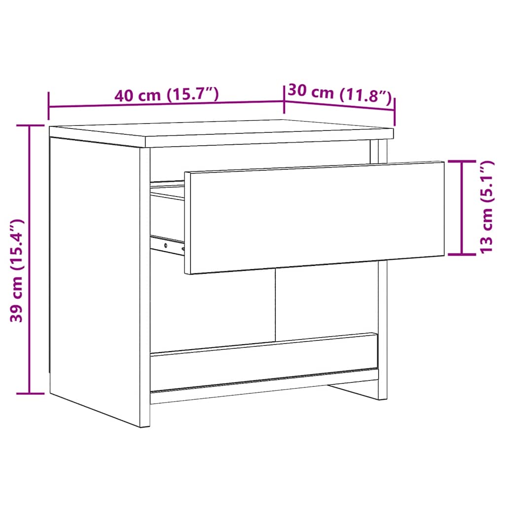 Nightstands 2 pcs Grey Sonoma 40 x 30 x 39 cm Particleboard