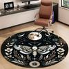 Celestial Blue Butterfly Moon Phase Round Area Rug Mystical Starry Sky Astrology Mat Soft Non-Slip Boho Carpet for Living Room