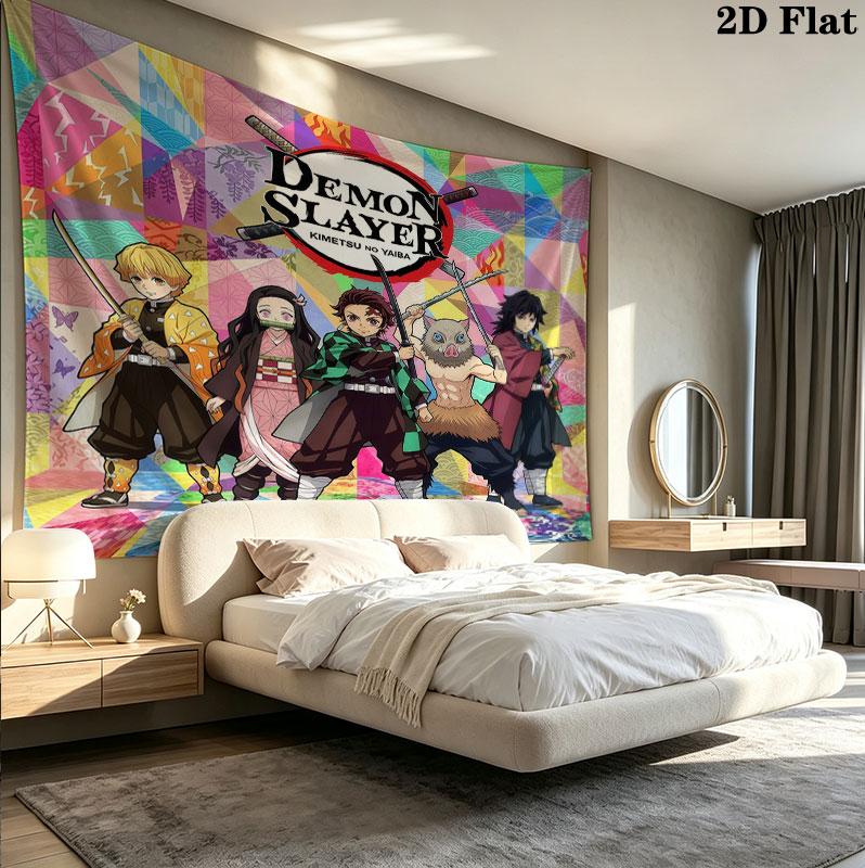 Arazzo da Parete Demon Slayer Appeso Estetico alla Parete Coperta in Tessuto Stampato Arazzi Decorativi per Camera da Letto Soggiorno Decorazione per la Casa