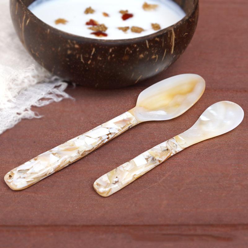 Natural Conch Shell Dessert Spoon 12/16cm Reusable Eco-friendly Spoon for Coffee Ice Cream Caviar Home Party Dessert Bar Use