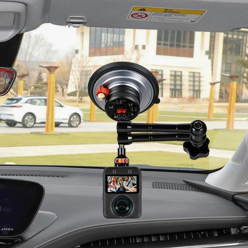 Quick Install Alloy Car Camera Holder Featuring 360 Rotate And Strong Suction For Stable On Vehicles