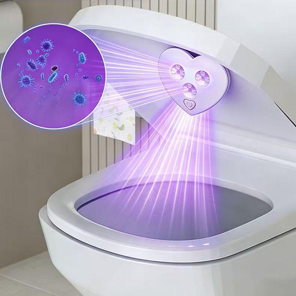 Heart Shaped UV Toilet Disinfector USB Rechargeable Toilet Disinfection Lamp  Toilet