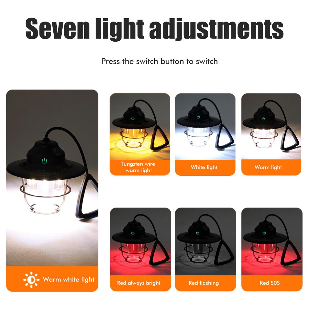 LED Vintage Laterne Outdoor Hängende Campinglaternen Tragbare Wiederaufladbare Retro Zeltlicht Antike Nachtlichter für