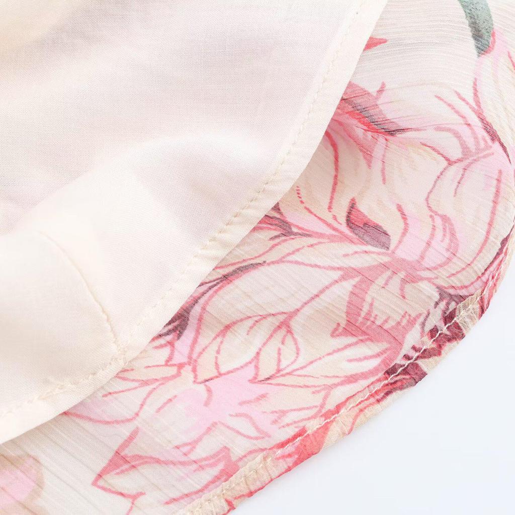 TAOP&ZA Women's Floral Midi Dress with Belt - Spring/Summer Elegant Style