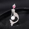 Fashionable Rhinestones Mermaids Lapel Pin with Dripping Oil Designs Contrast Accessory for Party Supplies Costumes