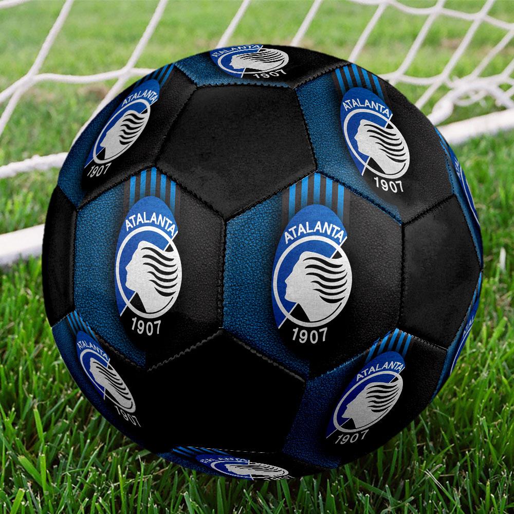 Atalanta BC Size 5 Soccer Ball, Machine-Stitched PVC, Durable & High Bounce, All Ages Fit, Fan Merchandise, Matches & Outdoor Use.