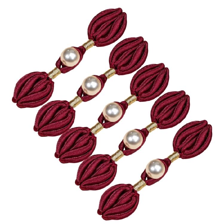 5Pcs Pearls Embellished Flower Shape Cheongsam Button Decorative Chinese Knot Button For Dress Cloaks Coat Sewing Craft