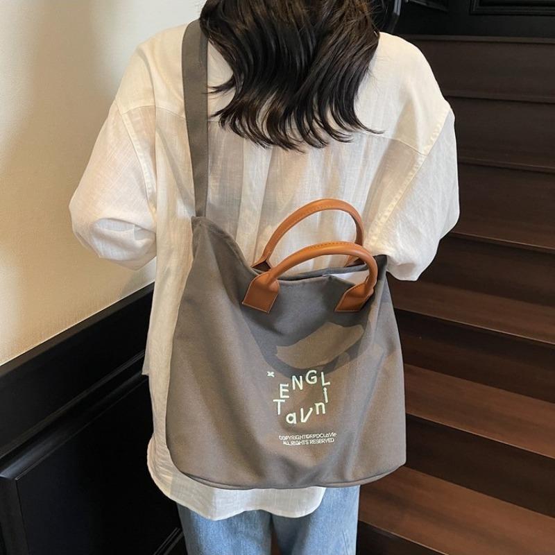 Canvas Bag Women's Large-capacity New Summer Versatile Casual Shoulder Messenger Bag College Student Tote Bag