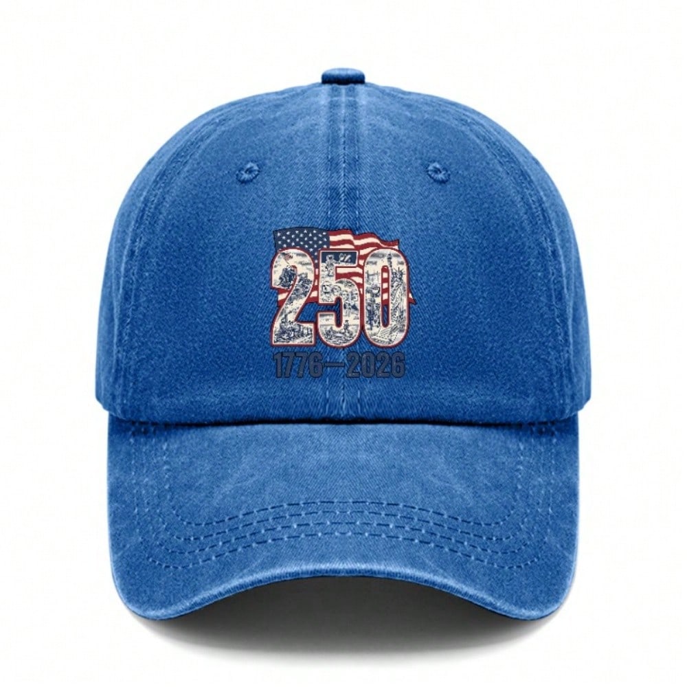 2026 Commemorative Baseball Hat - Vintage Washed Unisex Polyester Adjustable Curved Brim Hat Patriotic Streetwear Baseball Cap For Independence Day