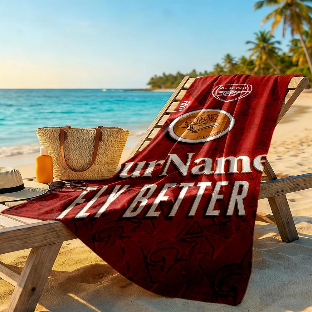 Arsenal Customize Text Beach Towel Super Soft & Absorbent Portable for SwimmingBeachCamping Travel Beach AccessoriesGym