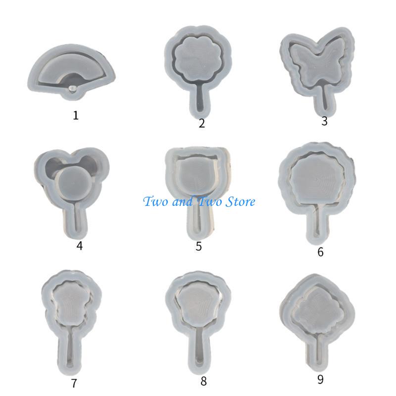 HX6F Trendy Sand Silicone Mold Keychain Moulds Fan Shaped Silicone Ornament Molds Durable DIY Crafts Molds for Making Pendant