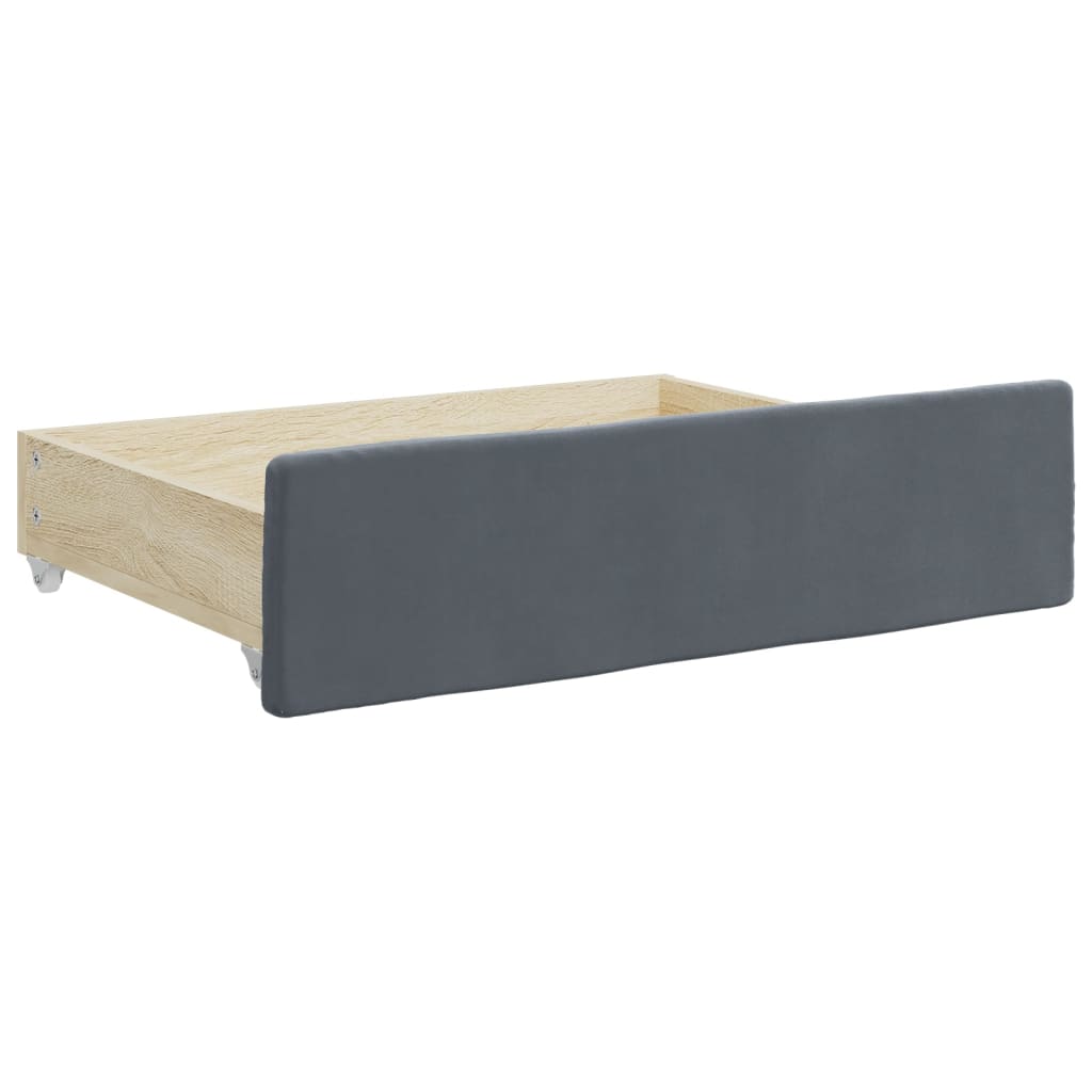 Extendable Daybed with Drawers Dark Grey 80x200 cm Velvet