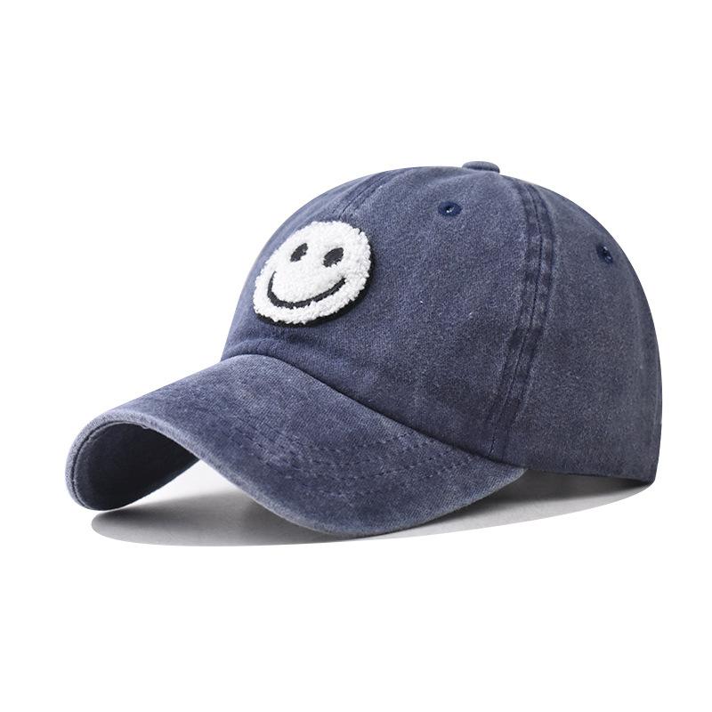 Washed and Made Old Parent-child Sticker Smiley Face Embroidered Baseball Cap Washed and Made Old Peaked Cap Classic Baseball Cap