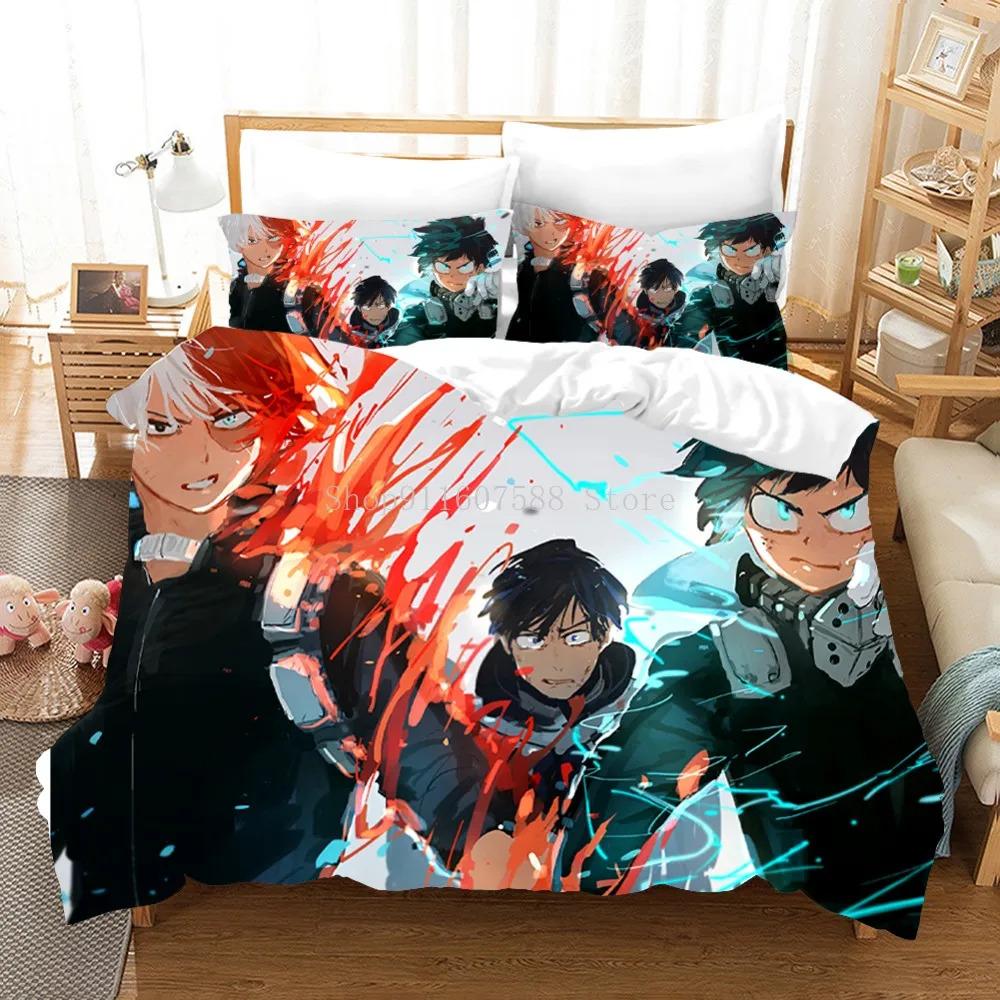Japan Anime My Hero Academia Printed Bedding Set Cartoon Duvet Covers Pillowcases Comforter Bedding Set Bedclothes Bed Linen
