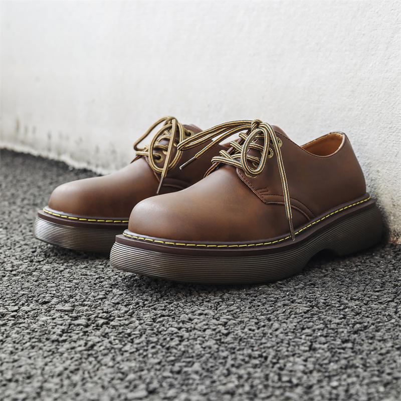 Luxusní značka Pánské boty s tlustou podrážkou Italská kůže Business Oxfords boty Nové ležérní šněrovací společenské boty Pracovní obuv Nástroje Formální obuv