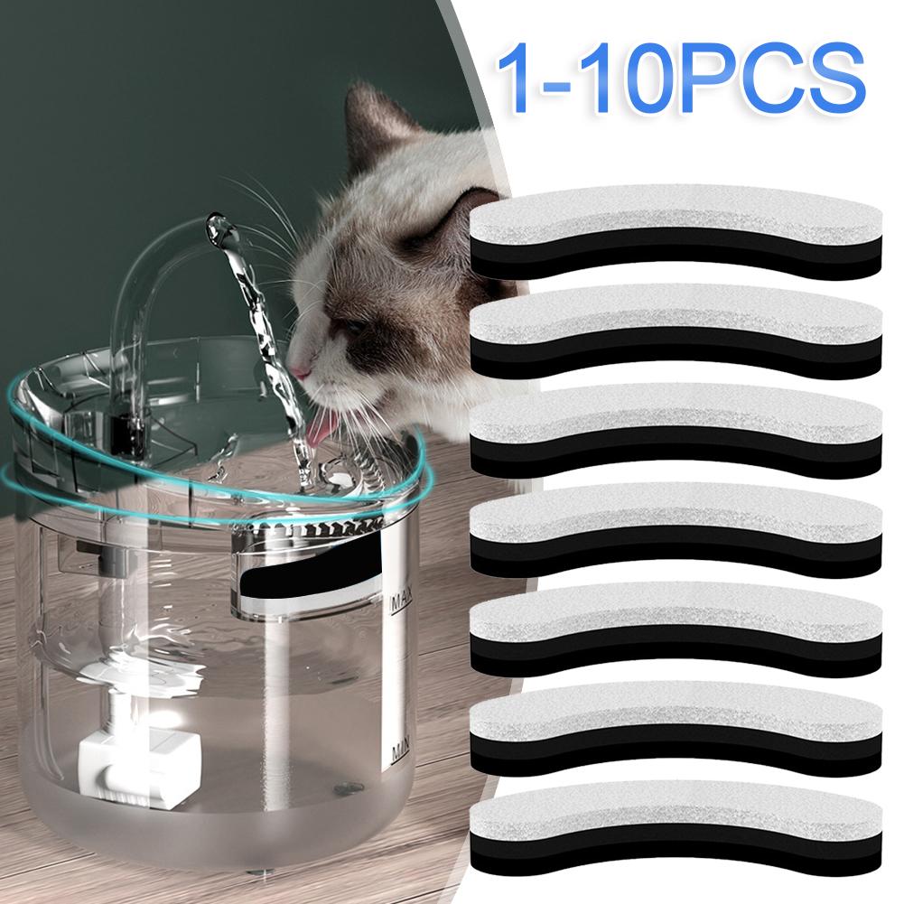 1-10 stk Cat Water Fountain Erstatningsfiltre for WF050/WF060 aktivert karbonfilter for automatisk drikkemater for kjæledyr