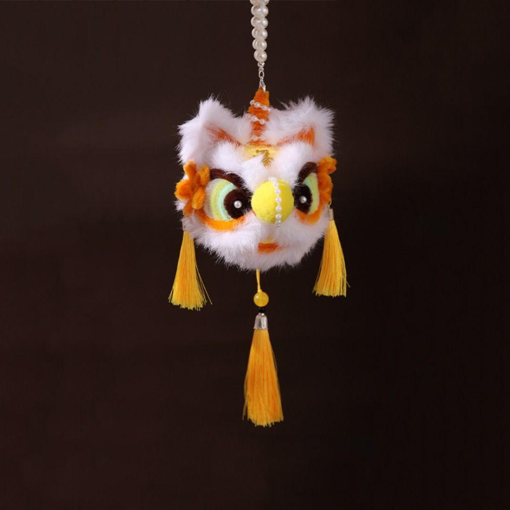 Handheld New Year Luminous Lantern Twisted Stick Lion Lantern Keychain Plush Lion Pendant  Children