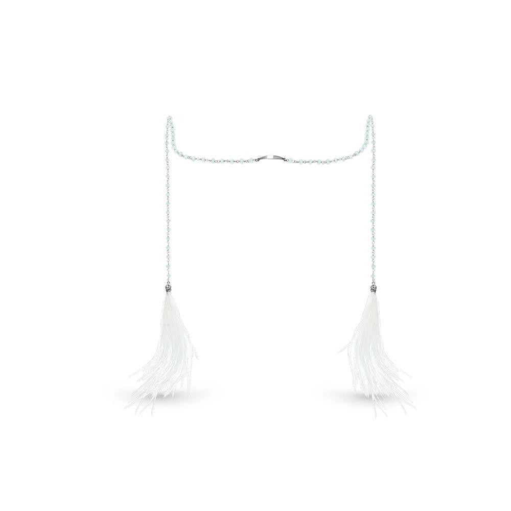 Ethnic White Feather Face Chain Tassel Woman Costume Accessories Handmade Simple Belly Dance Bead Mask Chain Masquerade Jewelry Gold